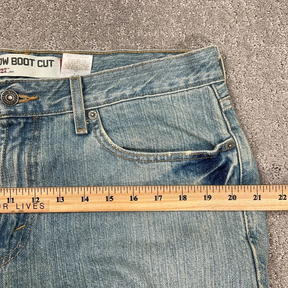 Levi's 527 Jeans Men W34 L32 Light Blue Low Boot Cut Distressed Denim Retro 90s